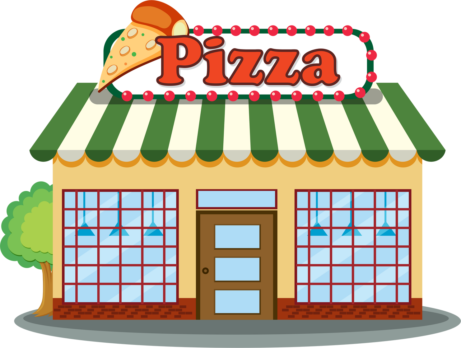 A Pizza Shop on White Background